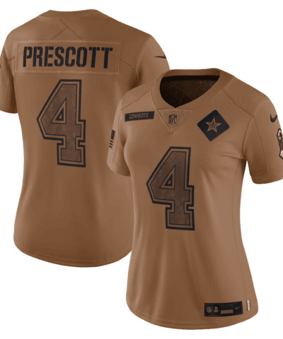Women's Nike Dak Prescott Brown Dallas Cowboys 2023 Salute To Service Limited Jersey