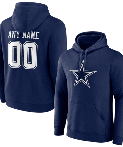 Men's Fanatics Branded Navy Dallas Cowboys Team Authentic Personalized Custom Name & Number Pullover Hoodie
