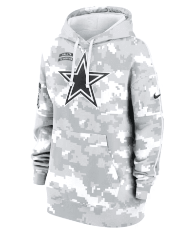 Dallas Cowboys Nike Women's 2024 Salute To Service Club Fleece Pullover Hoodie - Arctic Camo