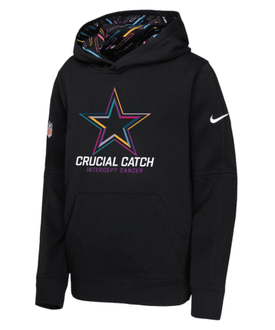 Youth Nike Black Dallas Cowboys 2024 NFL Crucial Catch Pullover Hoodie