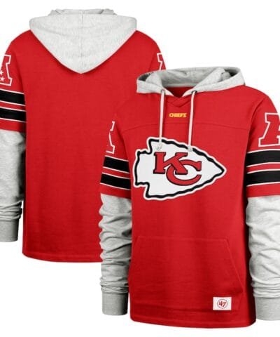 Men's Kansas City Chiefs '47 Red Double Header Blitz Cornerback Pullover Hoodie
