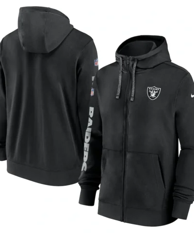 Las Vegas Raiders Nike 2024 Sideline Club Full-Zip Hoodie - Black