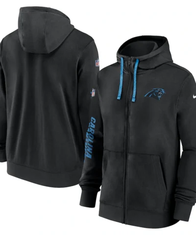 Carolina Panthers Nike 2024 Sideline Club Full-Zip Hoodie - Black