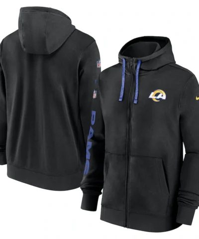 Los Angeles Rams Nike 2024 Sideline Club Full-Zip Hoodie - Black