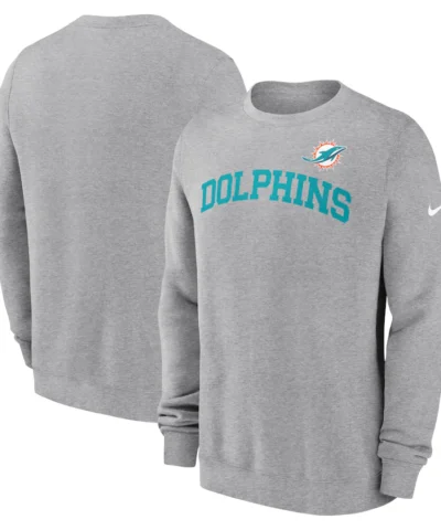 Miami Dolphins Nike Club Pullover Sweatshirt - Heather Gray