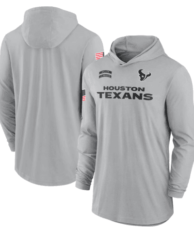 Houston Texans Nike 2024 Salute to Service Lightweight Performance Long Sleeve Hooded T-Shirt - Gray