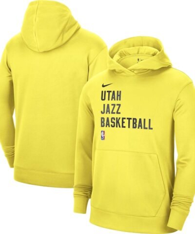 Utah Jazz Nike Unisex 2023/24 Performance Spotlight On-Court Practice Pullover Hoodie - Yellow