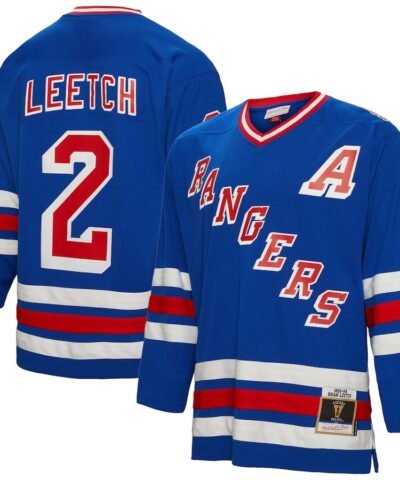 Brian Leetch New York Rangers Mitchell & Ness Alternate Captain Patch 1993/94 Blue Line Player Jersey - Blue