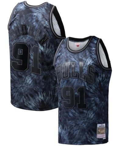 Dennis Rodman Chicago Bulls Mitchell & Ness Hardwood Classics 1995/96 Tie-Dye Swingman Jersey - Black