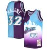 Karl Malone Utah Jazz Mitchell & Ness Hardwood Classics 1996/97 Split Swingman Jersey - Purple/Turquoise