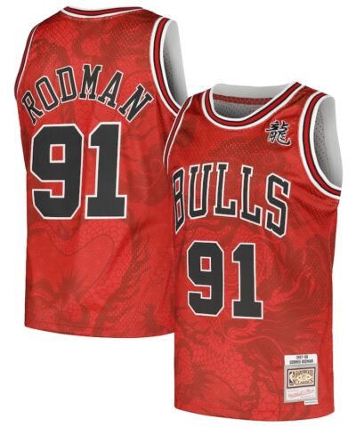 Dennis Rodman Chicago Bulls Mitchell & Ness 1997/98 Hardwood Classics Asian Heritage 6.0 Swingman Throwback Player Jersey - Red