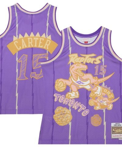 Vince Carter Toronto Raptors Mitchell & Ness 1998/99 Swingman Sidewalk Sketch Jersey - Purple