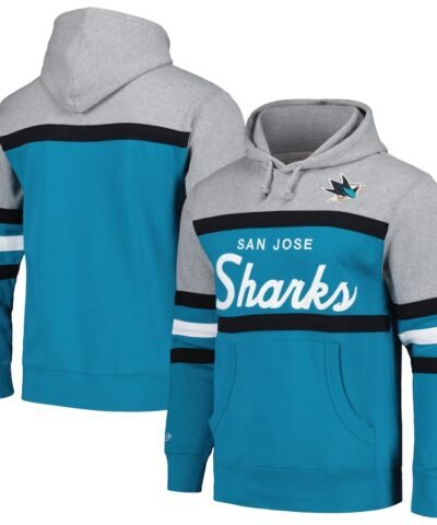 San Jose Sharks Head Coach Pullover Hoodie - Teal/Gray