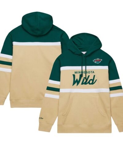 Minnesota Wild Mitchell & Ness Head Coach Pullover Hoodie - Cream/Green