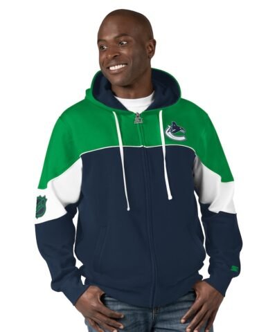 Vancouver Canucks Starter Power Forward Full-Zip Hoodie - Navy/Green
