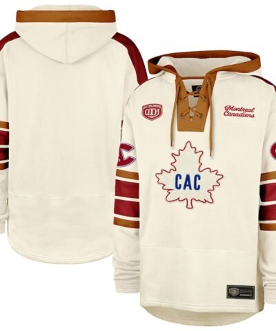 Montreal Canadiens '47 Blue Line Heritage Lacer Pullover Hoodie - Cream