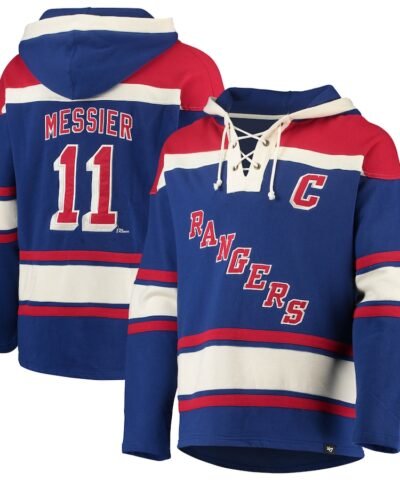 Mark Messier New York Rangers '47 Retired Player Name & Number Lacer Pullover Hoodie - Blue