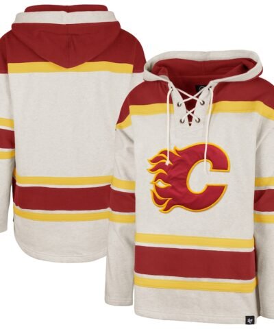 Calgary Flames '47 Rockaway Lacer Pullover Hoodie - Oatmeal