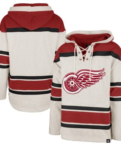 Detroit Red Wings '47 Rockaway Lace-Up Pullover Hoodie - Oatmeal