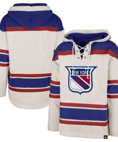 New York Rangers '47 Rockaway Lace-Up Pullover Hoodie - Oatmeal