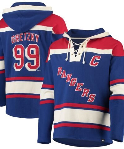 Wayne Gretzky New York Rangers '47 Retired Player Name & Number Lacer Pullover Hoodie - Blue