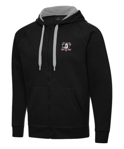 Anaheim Ducks Antigua Big & Tall Victory Full-Zip Hoodie - Black
