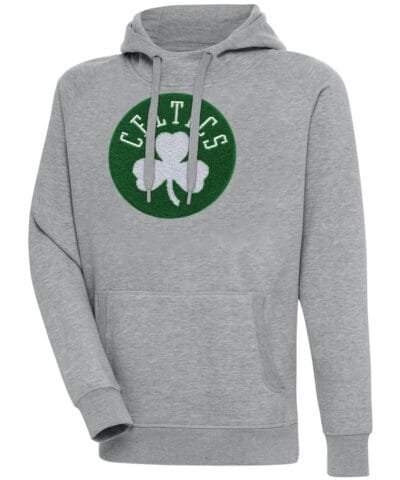 Boston Celtics Antigua Victory Pullover Hoodie - Heather Gray