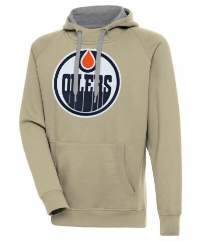 Edmonton Oilers Antigua Victory Pullover Hoodie - Khaki