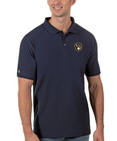 Milwaukee Brewers Antigua Legacy Pique Polo - Navy
