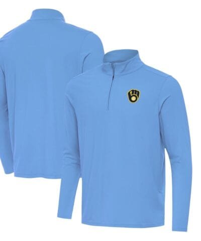 Milwaukee Brewers Antigua Intent Quarter-Zip Top - Powder Blue