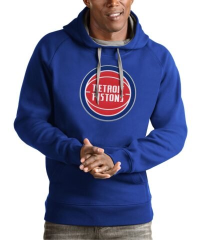 Detroit Pistons Antigua Team Logo Victory Pullover Hoodie - Royal