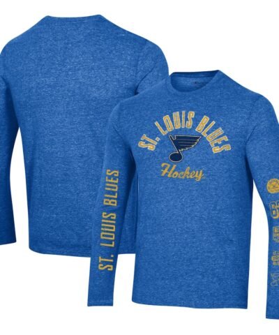 St. Louis Blues Champion Multi-Logo Tri-Blend Long Sleeve T-Shirt - Heather Blue