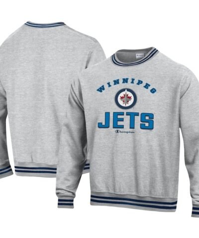 Winnipeg Jets Champion Reverse Weave Yarn Dye Pullover Sweatshirt - Heather Gray
