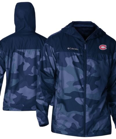 Montreal Canadiens Columbia Camo Flash Challenger Omni-Shade Full-Zip Hoodie Windbreaker Jacket - Navy