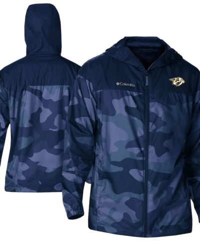 Nashville Predators Columbia Camo Flash Challenger Omni-Shade Full-Zip Hoodie Windbreaker Jacket - Navy