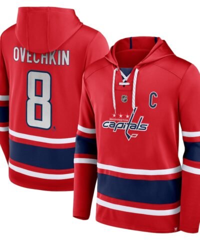 Alexander Ovechkin Washington Capitals Fanatics Name & Number Lace-Up Pullover Hoodie - Red