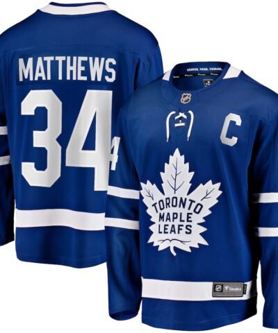Auston Matthews Toronto Maple Leafs Fanatics Captain Patch Home Breakaway Player Jersey - Blue
