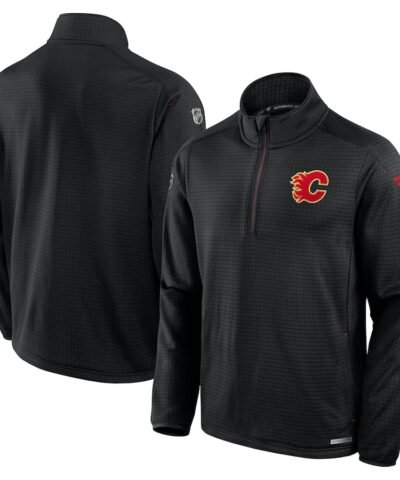 Calgary Flames Fanatics Authentic Pro Rink Quarter-Zip Jacket - Black