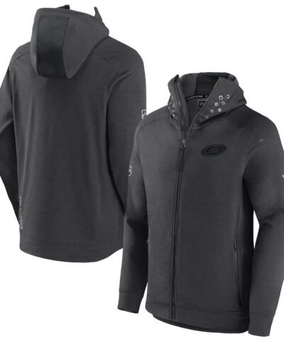 Carolina Hurricanes Fanatics Authentic Pro Road Tech Lightweight Full-Zip Hoodie Jacket - Charcoal