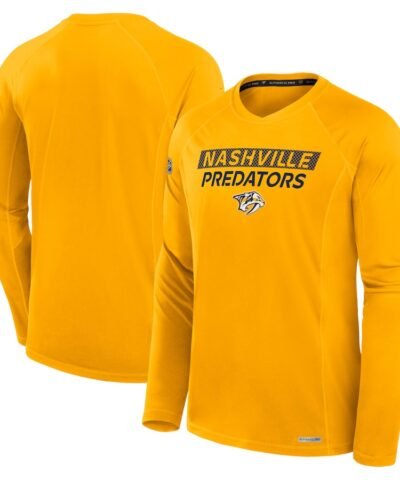 Nashville Predators Fanatics Authentic Pro Rink Tech Long Sleeve T-Shirt - Gold
