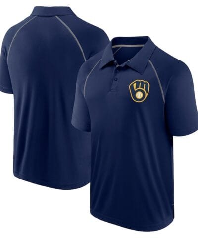 Milwaukee Brewers Fanatics Strong Alone Raglan Polo - Navy