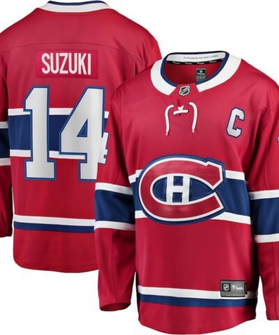Nick Suzuki Montreal Canadiens Fanatics Home Captain Patch Breakaway Player Jersey - Red