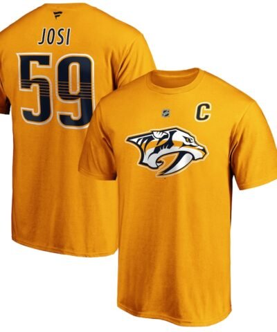Roman Josi Nashville Predators Fanatics Authentic Stack Player Name & Number T-Shirt - Gold
