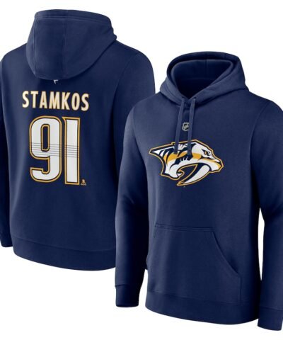 Steven Stamkos Nashville Predators Fanatics Authentic Stack Name & Number Tri-Blend Pullover Hoodie - Navy