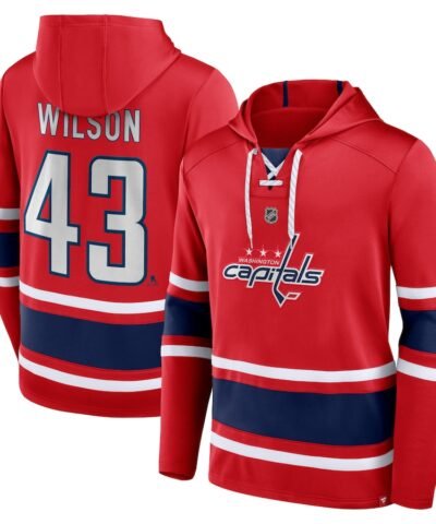 Tom Wilson Washington Capitals Fanatics Name & Number Lace-Up Pullover Hoodie - Red