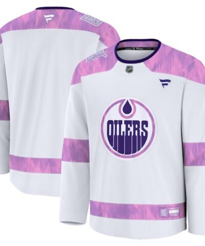 Edmonton Oilers Fanatics 2024 Hockey Fights Cancer Practice Jersey - White