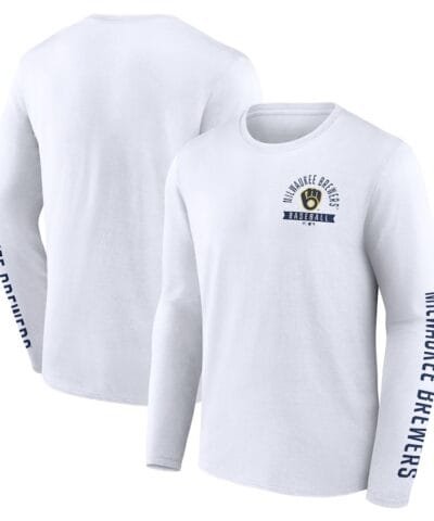 Milwaukee Brewers Fanatics Press Box Long Sleeve T-Shirt - White