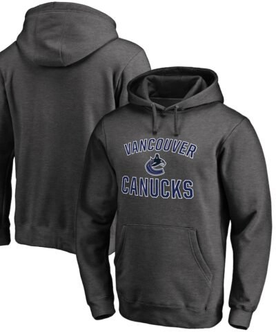Vancouver Canucks Victory Arch Team Fitted Pullover Hoodie - Heather Charcoal