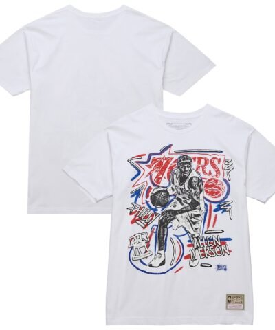 Allen Iverson Philadelphia 76ers Mitchell & Ness Hardwood Classics Chalked Up T-Shirt - White