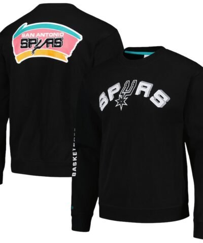 San Antonio Spurs Mitchell & Ness Hardwood Classics There and Back Pullover Sweatshirt - Black